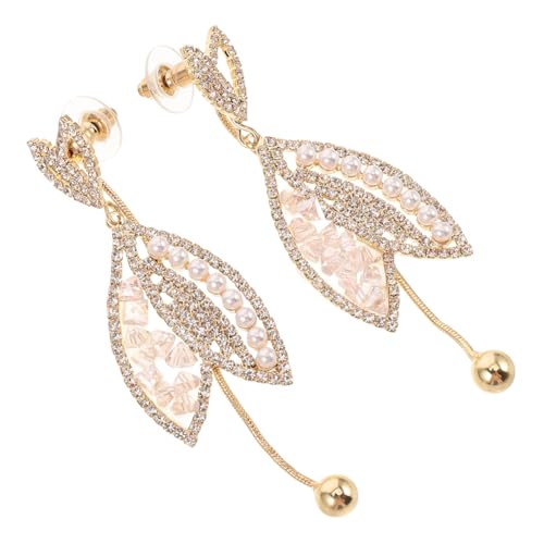 LIFKOME Lange Quasten Ohrringe mit Perlen und Blattdesign Leichte Dangle Ohrhänger für Damen Modischer Schmuck für Hochzeiten Partys und Besondere Anlässe Gold violett Farben von LIFKOME