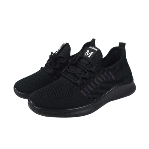 LIFKOME Leichte Damen Sportschuhe mit Atmungsaktivem Obermaterial rutschfeste Weiche Laufsohle für Outdoor Walking und Jogging Schwarz von LIFKOME