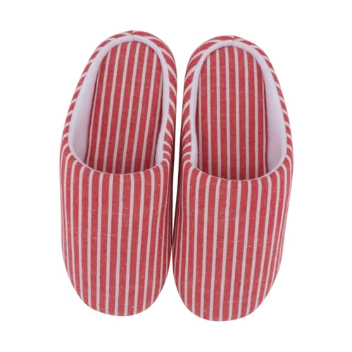 LIFKOME Leichte Japanische Baumwoll Hausschuhe Unisex Gestreift Flauschig Rutschfest Für Zuhause Herbst Winter von LIFKOME