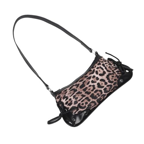 LIFKOME Leopard Crescent Shoulder Bag mit Schleifen Design PU Handtasche Vielseitig Tragbar als Schulter Hand und Unterarmtasche Robust mit Mehreren Fächern Modisch für Freizeit und Party von LIFKOME