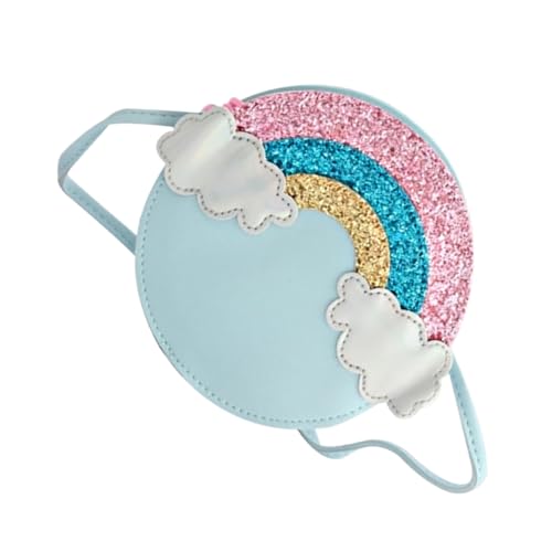 LIFKOME Mädchen Umhängetasche Blau Modische Crossbody Tasche mit Regenbogen dekor Kleiner Aufbewahrungsbeutel für Tanz Schul Freizeit Tasche von LIFKOME