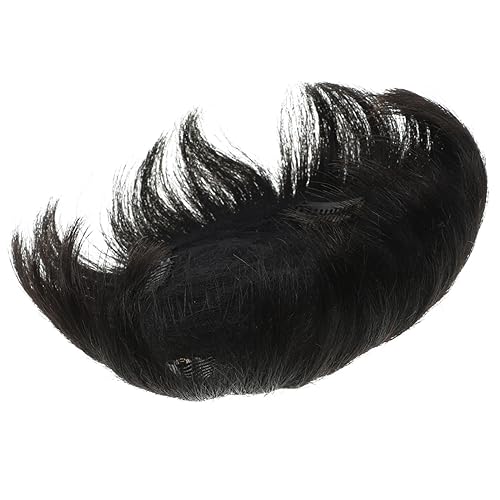 LIFKOME Männer Echthaar Haarteil mit Clip Schwarz Realistisches Toupet Ersatz Haarsystem Atmungsaktiv Natürlich und Bequem Für Haarausfall Abdeckung von LIFKOME