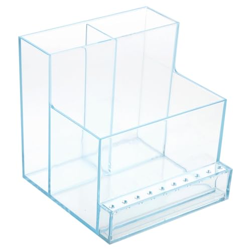 LIFKOME Maniküre Poliergerät Halter Aufbewahrungsbox Transparent Blau Übersichtliches Nagelfräser Organizer mit Steckplätzen für Schleifköpfe Einfache Reinigung Platzsparend für Profi und von LIFKOME