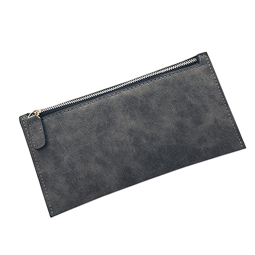 LIFKOME Matte Pu Leder Geldbörse Für Damen Langer Geldbeutel Mit Reißverschluss Stilvoll Und Praktisch Für Alltag Lichtgrau von LIFKOME