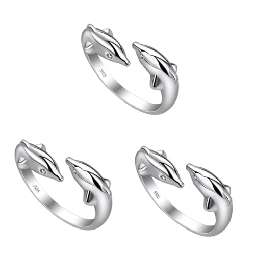 LIFKOME Meeresring 3st Öffnungsring Neuheitsringe Gemeinsamer Ring Paare Klingeln Delfine -verlobungsringe Offener Fingerring Damenringe Bandringe Liebesring Verstellbare Ringe Für Damen von LIFKOME