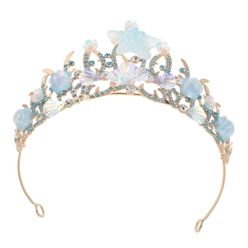 LIFKOME Mermaid Princess Crown Haarschmuck mit Strass Muschel und Seestern Handgefertigte Blaue Legierung Tiara für Mädchen und Frauen Langlebiges Kopfstück für Hochzeit Party Cosplay und von LIFKOME