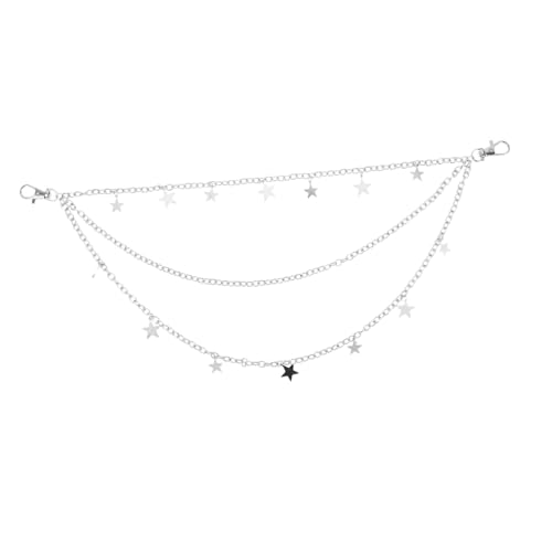 LIFKOME Metal Waist Chain Belt mit Mehrlagiger Sternanhänger Dekoration Unisex Hip Hop Jeans Accessoire Robuste Glänzende Metallkette für Damen und Herren Trendige Vielseitige Gürtelkette von LIFKOME