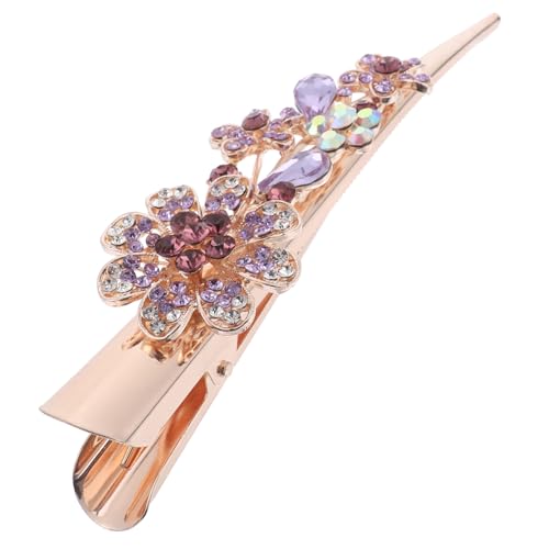 LIFKOME Metall Haarklammer mit Blumenmotiv und Funkelnden Strasssteinen Großer Entenschnabel Haarclip für Damen Fester Griff Eleganter Haarschmuck für Alltag Party und Festliche Anlässe von LIFKOME