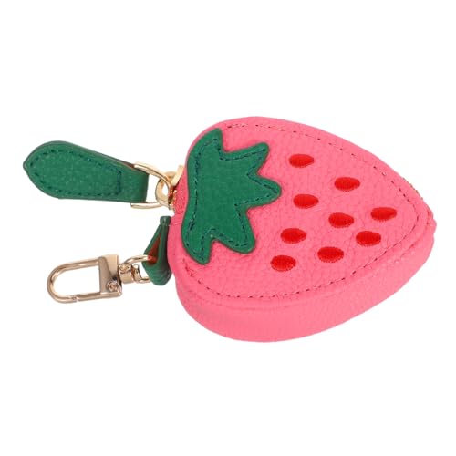 LIFKOME Mini Erdbeer Geldbörse aus Strapazierfähigem PU Niedliche Münzbörse mit Stylischem Erdbeer Design Kompakte Kleine Brieftasche für Münzen und Kleinteile für Unterwegs und Alltag von LIFKOME
