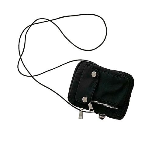 LIFKOME Mini Geldbörse Damen Modischer Canvas Umhängebeutel Für Freizeit Verstellbare Schultertasche Für Konzerte Shopping Reisen Schwarz Praktisch Und Stylisch von LIFKOME