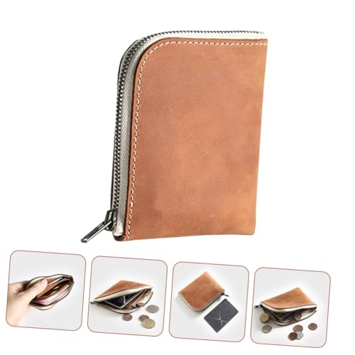 LIFKOME Mini Geldbörse Herren Vintage Geldbeutel Kurzformat Kartenetui Münzfach Klein Portemonnaie Gelb braun Kompakt Langlebig Praktische Aufbewahrung für Karten Münzen und Bargeld von LIFKOME
