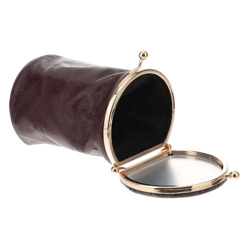 LIFKOME Mini Kosmetiktasche Echtleder mit Spiegel Tragbare Kleine Make up Tasche Retro Stil Kompakte Sundries Storage Bag für Damen für Reisen Schule und Alltag Sicherer von LIFKOME