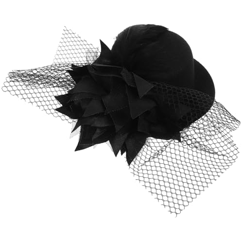 LIFKOME Mini Schwarz Fascinator Für Damen Mit Blumendekor Haarspange Hut Aus Strapazierfähigem Flanell Satin Und Netz Einheitsgröße Im -punk-stil von LIFKOME