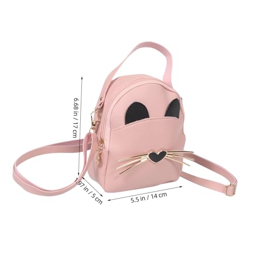 LIFKOME Mini Umhängetasche PU Katzenform Prinzessin Design Leicht Verstellbar Süße Schultertasche für Mädchen Crossbody und Handtasche Rosa von LIFKOME
