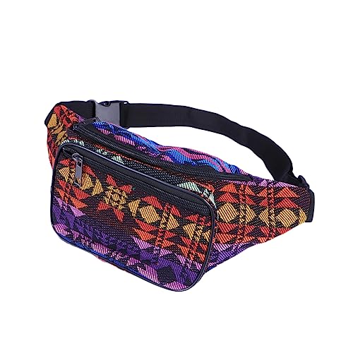LIFKOME Multifunktionale Canvas Bauchtasche Im Ethno-Stil Für Damen Und Herren Hüfttasche Für Reisen Mit Praktischem Reißverschluss Und Strapazierfähigem Material Dreiecksdesign von LIFKOME