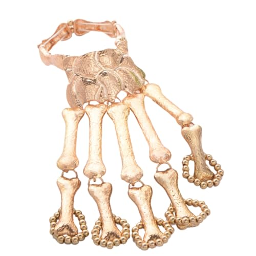 LIFKOME Modisches -armband Armband Ring Handkette Fingerketten Skelett Unisex-schmuck Schicke Trägerspitze Hand Punk- Handschmuck Golden Metall von LIFKOME