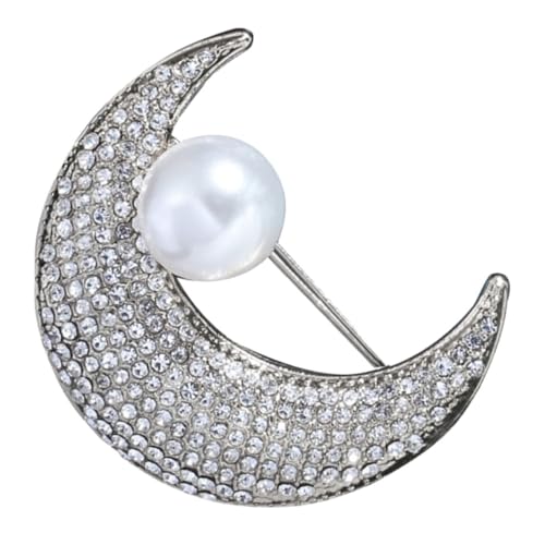 LIFKOME Mond Brosche mit Perlen und Strass für Damen Multifunktionale Anstecknadel für Hochzeiten Partys und Alltag Stilvolles Schmuckstück zur Bekleidung Modisches Accessoire von LIFKOME
