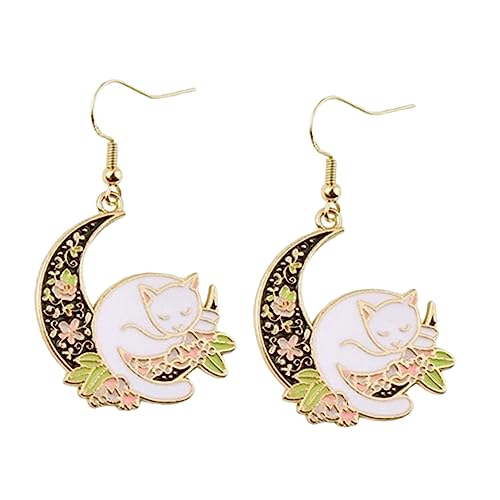 LIFKOME Mond Katze Ohrringe Damen Hängend Alloy Tier Schmuck Mond Design Modisch Attraktiv Komfortabel Für Alltag Und Party von LIFKOME