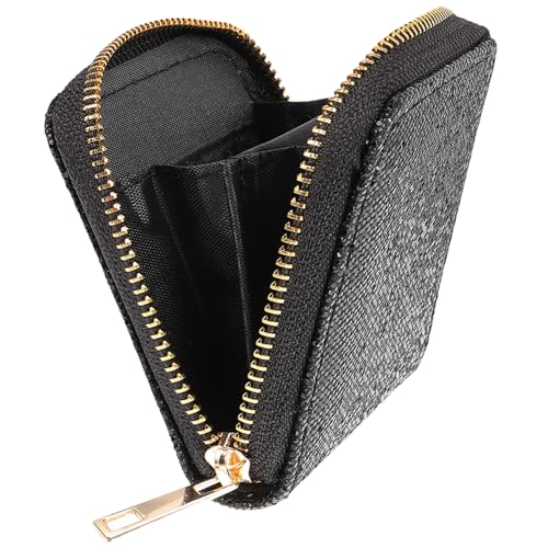 LIFKOME Geldbörse Schwarz Mit Glitzer-Muster Aufbewahrungstasche Reißverschluss Münzgeldbeutel Kleine Geldbörse Für Damen Wechselgeldhalter von LIFKOME