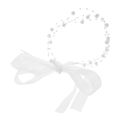 LIFKOME Mehrreihige Perlenkette Hochzeits-stirnband Perle Vintage Hochzeit Haarbänder Braut Kopfschmuck Mit Spitzenband Für Hochzeitsbräute Haar-accessoire von LIFKOME