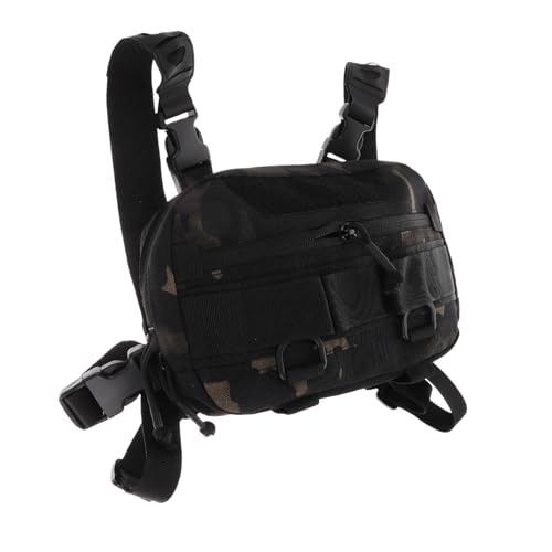 LIFKOME Multifunktionale Brusttasche für Männer Verstellbare Outdoor Weste mit Mehreren Taschen für Wandern Laufen und Freizeitaktivitäten Camouflage Design von LIFKOME
