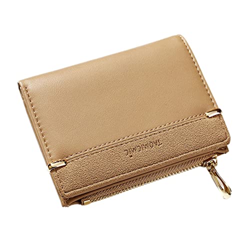 LIFKOME Multifunktionale Damen Geldbörse PU Kompakte Tragbare Tasche mit Reißverschluss für Karten Münzen und Kleine Gegenstände Karamellbraun von LIFKOME