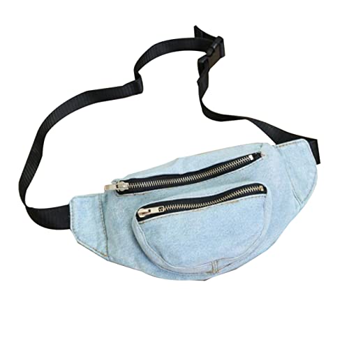 LIFKOME Retro Jeanstasche Damen Umhängetasche Hüfttasche Brusttasche Himmelblau Aus Denim Mit Mehreren Fächern Für Alltag Und Reisen von LIFKOME