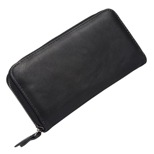 LIFKOME Multifunktionale Herren Geldbörse Lang mit Reißverschluss PU Material Kartenetui Stilvolle Clutch für Büro und Alltag Langlebig mit Mehreren Fächern für Karten Münzen und Bargeld von LIFKOME