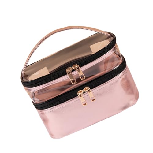 LIFKOME Multifunktionale Transparente Kosmetiktasche in Metallischem wasserdichte Doppellagige Reise Toilettentasche mit Praktischem Handgriff für Damen als Reise und Aufbewahrungsbeutel von LIFKOME