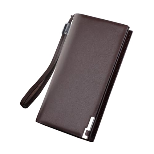 LIFKOME Multifunktionales Herren Portemonnaie mit Langem Reißverschluss Große Kapazität Praktische Aufbewahrung Dunkelbraun Elegantes Herrenaccessoire für Alltag und Büro von LIFKOME