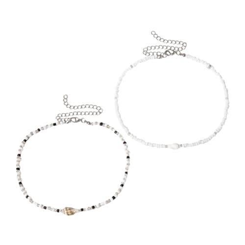 LIFKOME 2stücke Muschelkette Mit Perlen Für Damen Strand Halskette Verstellbarer Choker Für Sommerausflüge von LIFKOME
