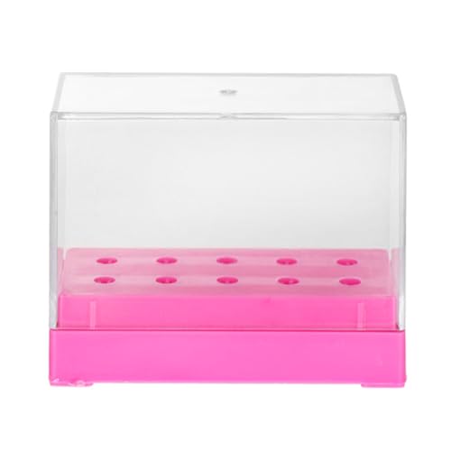 LIFKOME Nagelbohrer Aufbewahrungsbox aus Langlebigem Kunststoff Transparenter Organizer für Nail Drill Bits und Polierköpfe Kompakt und Praktisch für Nagelkunst und Maniküre Rosa von LIFKOME