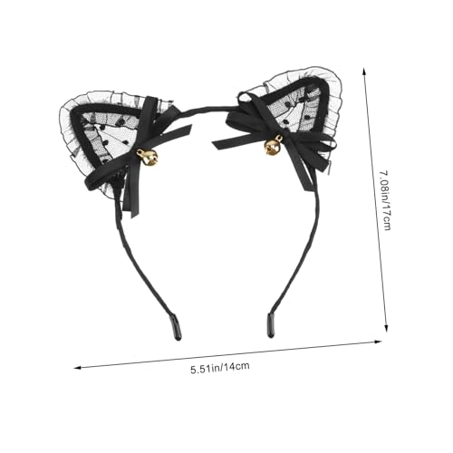 LIFKOME Nettes Katzenohren haarreif Spitzen party deko mit Glöckchen Feines Netzstoff design Bequem und Langlebig für Karneval Fasching und Cosplay für Damen und Mädchen von LIFKOME