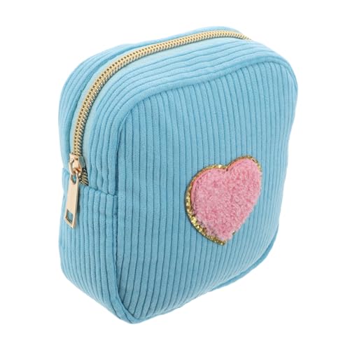 LIFKOME Kleiner Kosmetik Organizer Mit Niedlichem Cartoon-Herz-Patch Tragbare Schminktasche Für Reisen Und Alltag Handliche Make-up-Tasche Für Damen von LIFKOME