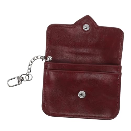 LIFKOME PU Kartenetui Damen Geldbörse mit Herzverschluss Ultradünner Leichter Kreditkartenhalter Vielseitig für Alltag Shopping Business und Reise Kompaktes Portemonnaie in Weinrot von LIFKOME