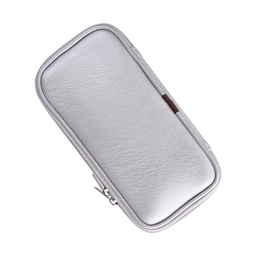 LIFKOME PU Leder Kosmetiktasche Silber Tragbarer Makeup Pinsel Organizer Leicht Reise Schminktasche Kosmetik Pinselhalter Kompakt und Strapazierfähig für Damen von LIFKOME