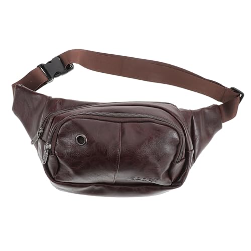 LIFKOME Ledergürteltasche Aus Pu- Hüfttasche Für Herren Und Damen Reisetasche Kleine Bauchtasche Hellbraun Langlebig Für Outdoor-aktivitäten Und Täglichen Gebrauch von LIFKOME