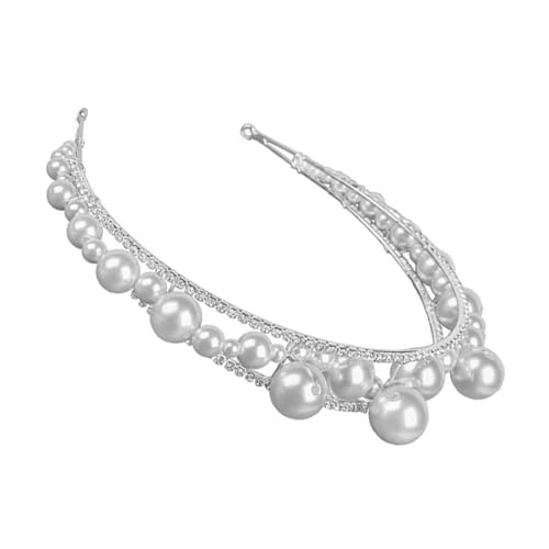 LIFKOME Perlen Haarband Damen Handgefertigtes Schmuck Haarreif mit Diamantbesatz Stilvolles Stirnband für Hochzeit Party Braut und Festliche Anlässe Weißes Mode Stirnband von LIFKOME