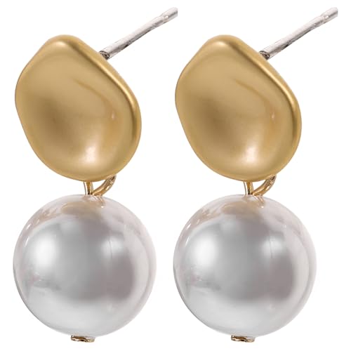 LIFKOME Perlen Ohrringe Damen Ohrstecker Elegant Mattes Metall Vintage Barock Stil Französische Leichte Ohrschmuck für Besondere Anlässe und Alltag von LIFKOME