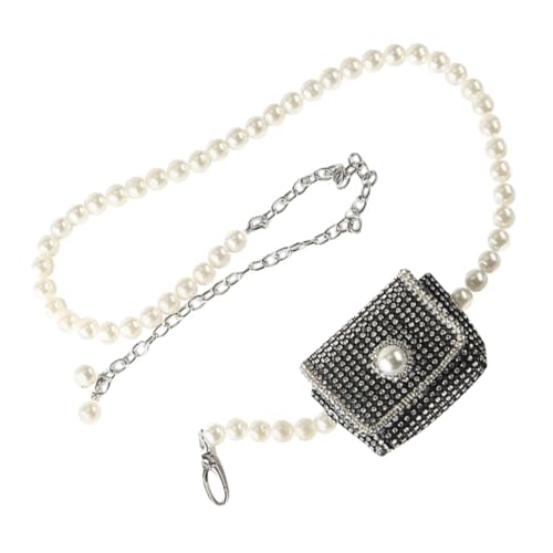 LIFKOME Perlenkette Gürteltasche Damen Strass Beutel Mit Kette Leichte Schultertasche Für Reisen Modische Bundtasche Für Mädchen Für Festivals Und Partys von LIFKOME