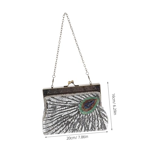LIFKOME Perlenbesetzte Pfauentasche Vintage Umhängetasche Perlen Clutch Geldbörsen Für Damen Perlen Abendtasche Party Clutch Geldbörse Pfauen Taschen Handtasche von LIFKOME