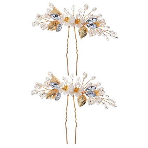 LIFKOME Perlenblumen Haarnadeln Strass Hochzeit Haarschmuck für Frauen Leichte Braut Haarnadeln Funkelnde Schmuck Haarspangen für Brautjungfern Eleganter Haarschmuck von LIFKOME