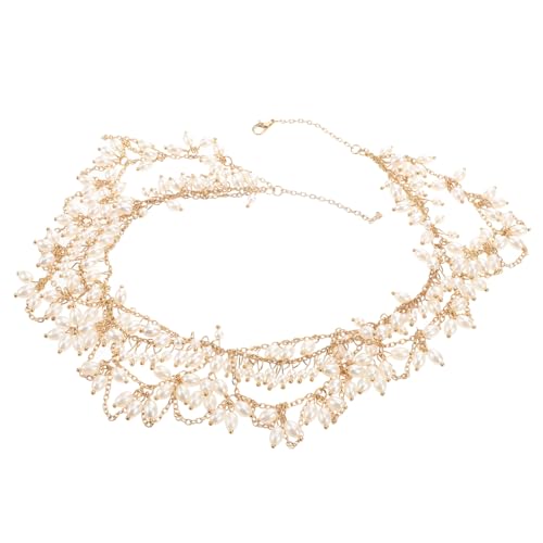 LIFKOME Simulation Perle Kopf Kette Frauen Schmuck Anhänger Stilvolle Braut Stirn Hängende Kette Mädchen Kopfschmuck Stirn Festival Haar Zubehör Vintage Hochzeit von LIFKOME