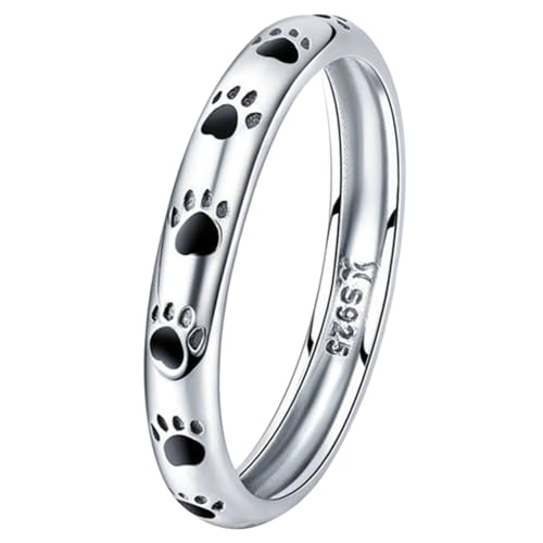 LIFKOME Pfotenabdruck Ring Kreativer Ring Silberring Für Frauen Geschenk Für Haustierliebhaber Hundering Einfache Fingerringe Haustierliebhaber Ring Hundepfotenring Herrenringe von LIFKOME