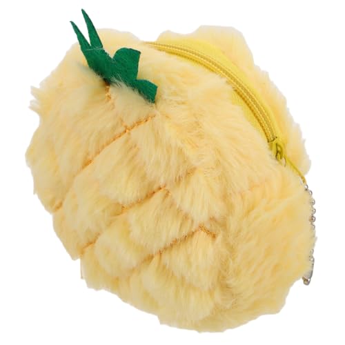 LIFKOME Ananas Plüsch Geldbörse Mit Schlüsselanhänger Für Junge Mädchen Weiche Münzaufbewahrungstasche Flauschiger Cartoon Beutel Zum Hängen Für Rucksäcke von LIFKOME
