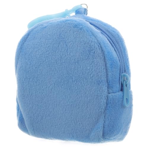 LIFKOME Plüsch-Geldbörse Kleine Münztasche Schlüsselanhänger Mini-Rucksack Geformtes Kleingeld-Geldbörse Lippenstift-Kopfhörerhalter Mit Clip Für Kinder Blau von LIFKOME