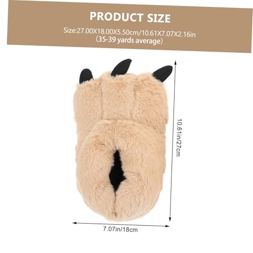 LIFKOME Plüsch Hausschuhe Damen Herren Winter Warm Vollumhüllend Kuschelig Rutschfest Cartoon Krallenform Pantoffeln Braun für Zuhause Gemütlich von LIFKOME