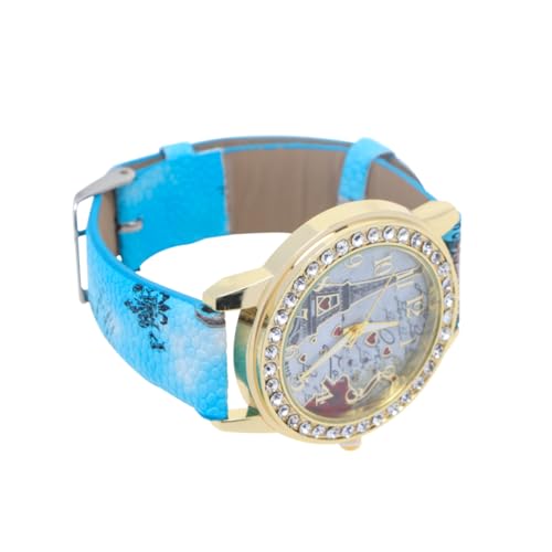 LIFKOME Pu Armbanduhr Mit Einstellbarem Pu-Lederband Funkelnde Herzmotiven Und Rhinestones Damen Mädchenuhr Blau Für Anlässe von LIFKOME