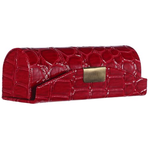 LIFKOME Pu Leder Lippenstiftetui mit Spiegel Kompakter Lippenstifthalter für Damen Multifunktionale Aufbewahrungsbox für Lippenbalsam und Schmuck Rotes Case für Reisen und Alltag von LIFKOME