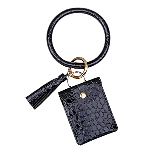 LIFKOME Pu Münzgeldbörse Mit Schlüsselring Handtasche Mit Kussverschluss Und Flap Für Damen Kompakte Geldbörse Für Karten Und Kleingeld Schwarz von LIFKOME